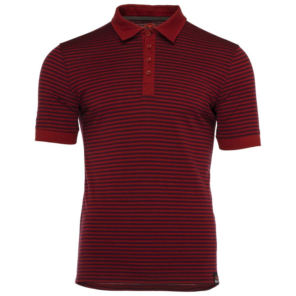 Isobaa | Mens Merino 180 Short Sleeve Polo Shirt (Stripe Red/Wine) | The ultimate Merino wool polo  – perfect for weekend hikes, bike commutes, post-adventure coffee stops, office days, and everything in-between.