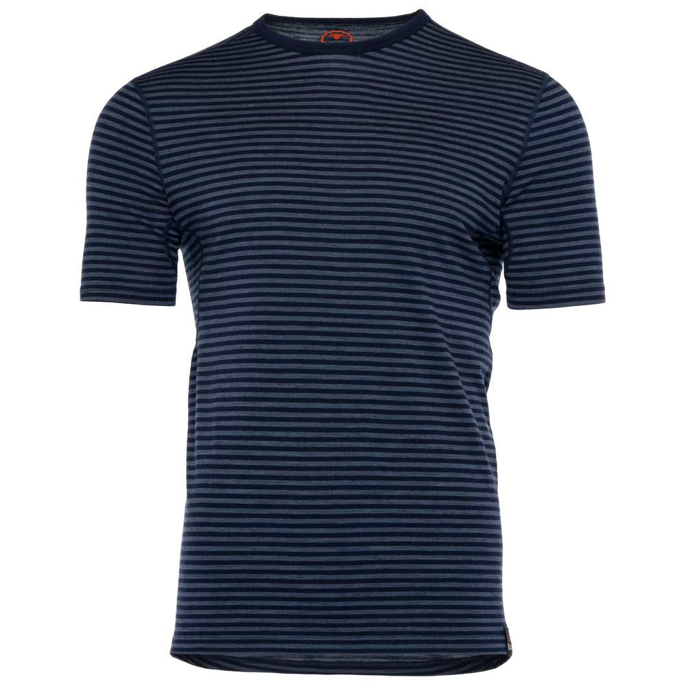 Isobaa | Mens Merino 150 Short Sleeve Crew (Stripe Navy/Denim) | Gear up for performance and comfort with Isobaa's technical Merino short-sleeved top.