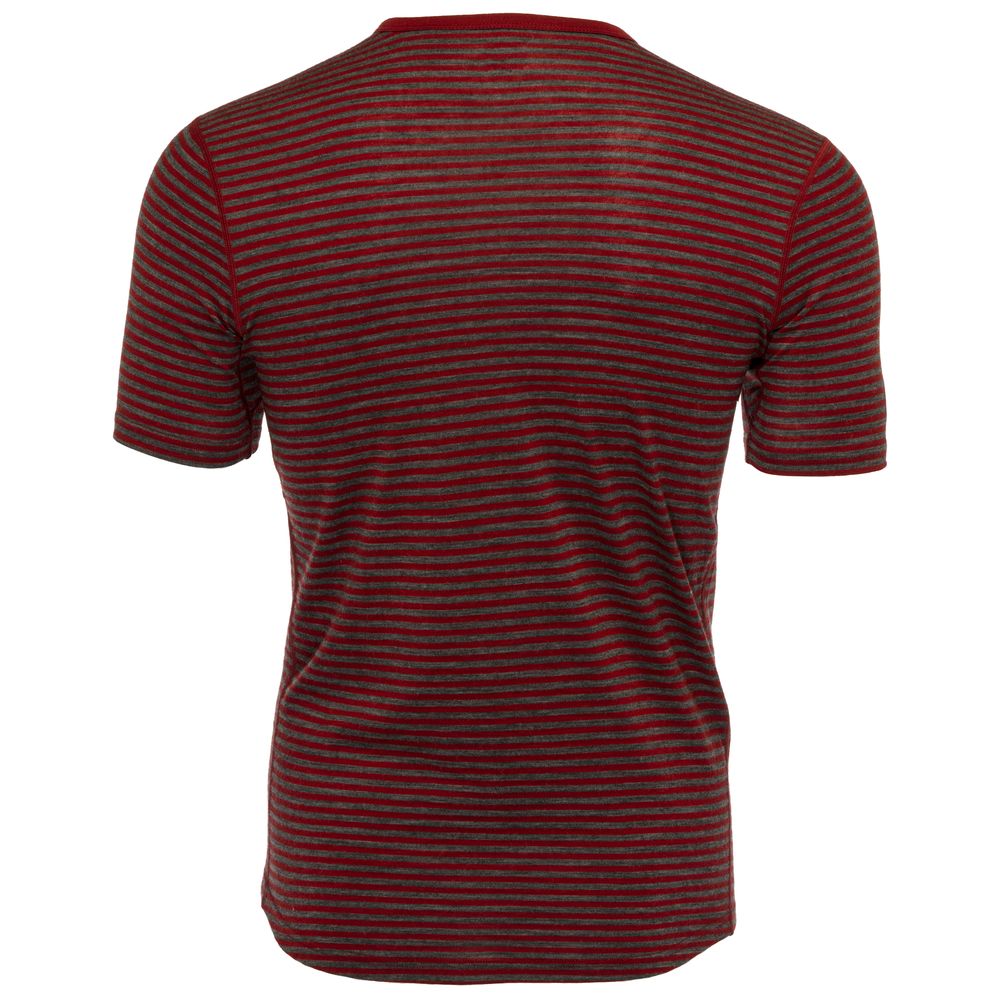 Isobaa | Mens Merino 150 Short Sleeve Crew (Stripe Red/Smoke) | Gear up for performance and comfort with Isobaa's technical Merino short-sleeved top.