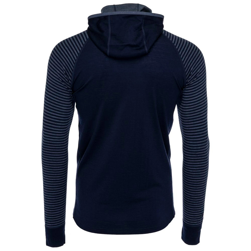 Isobaa | Mens Merino 200 Zip Neck Hoodie (Stripe Navy/Denim) | The ultimate 200gm Merino wool hoodie.
