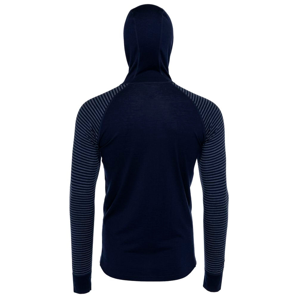 Isobaa | Mens Merino 200 Zip Neck Hoodie (Stripe Navy/Denim) | The ultimate 200gm Merino wool hoodie.