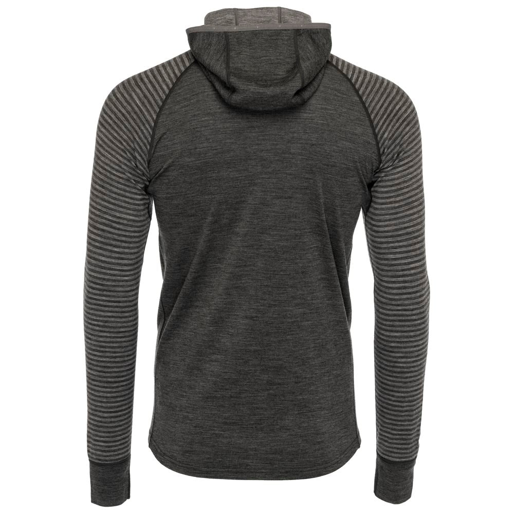Isobaa | Mens Merino 200 Zip Neck Hoodie (Stripe Smoke/Charcoal) | The ultimate 200gm Merino wool hoodie.