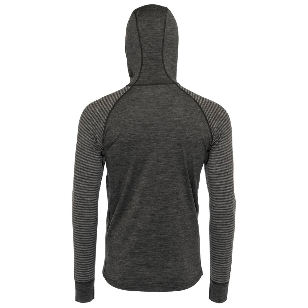 Isobaa | Mens Merino 200 Zip Neck Hoodie (Stripe Smoke/Charcoal) | The ultimate 200gm Merino wool hoodie.