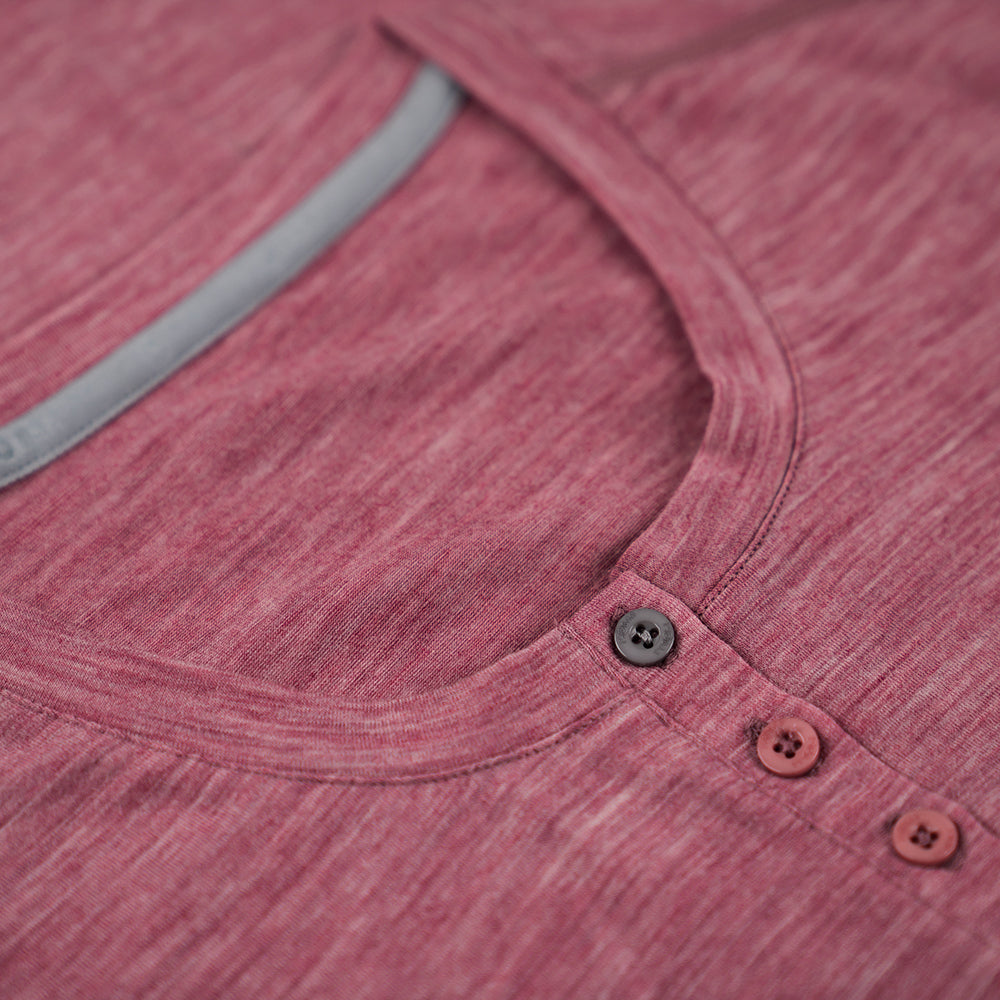 Isobaa | Womens Merino Blend 160 PJ Henley (Blush Melange) | Embrace effortless comfort with Isobaa's Merino blend Henley.