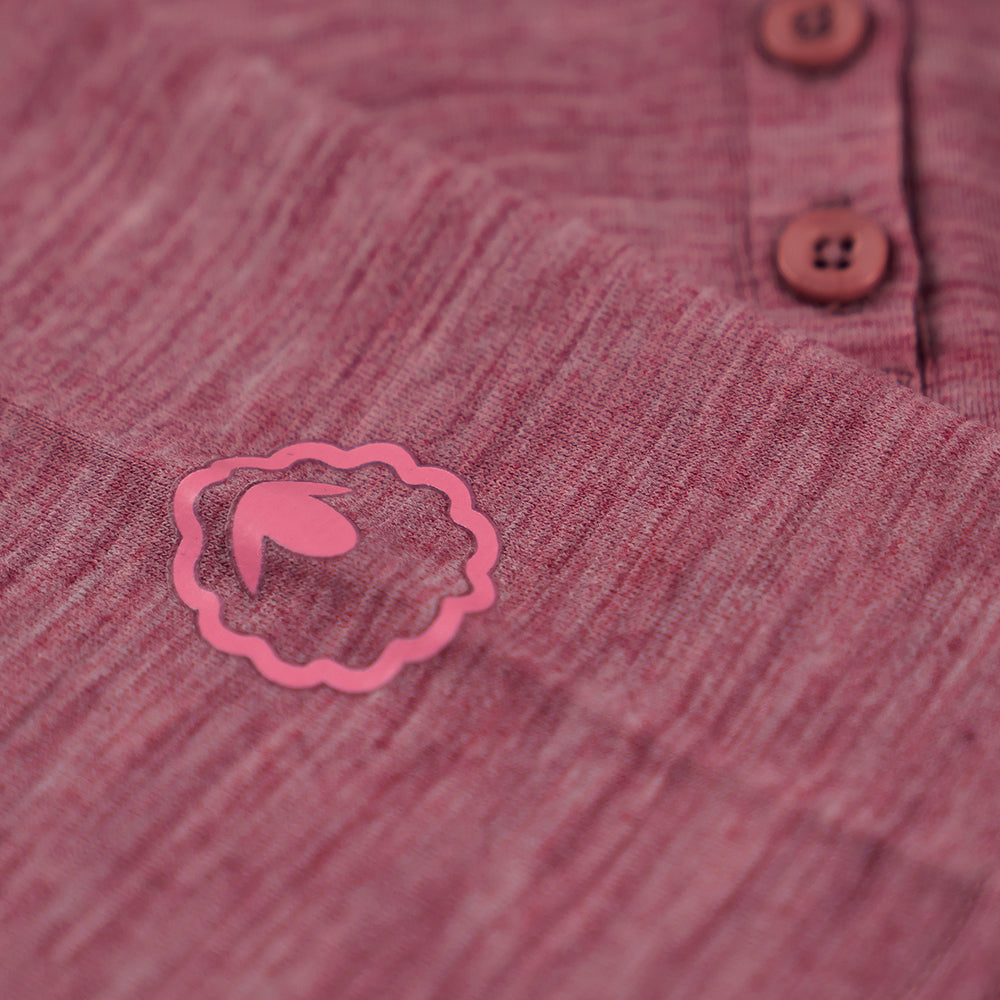 Isobaa | Womens Merino Blend 160 PJ Henley (Blush Melange) | Embrace effortless comfort with Isobaa's Merino blend Henley.