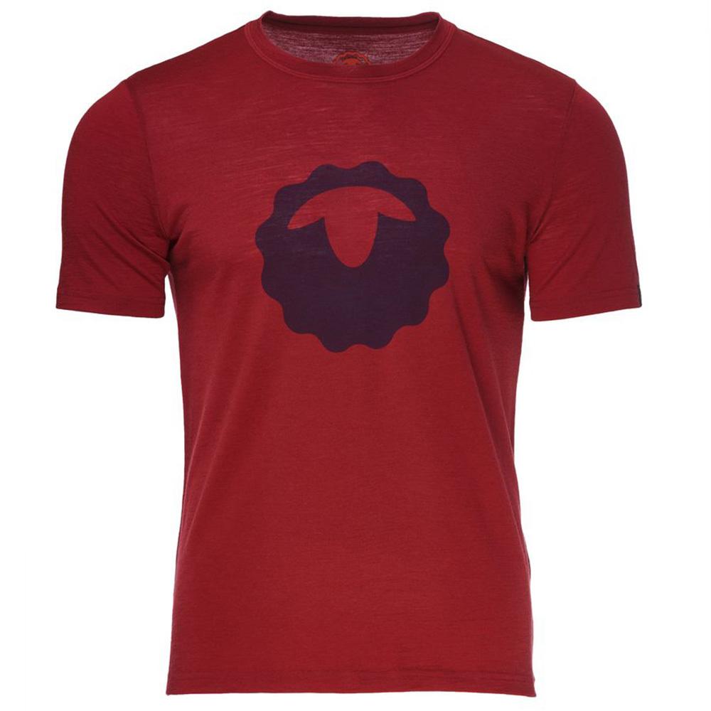 Isobaa | Mens Merino 150 Emblem Tee (Red) | Conquer trails and city streets in comfort with Isobaa's superfine Merino T-Shirt.