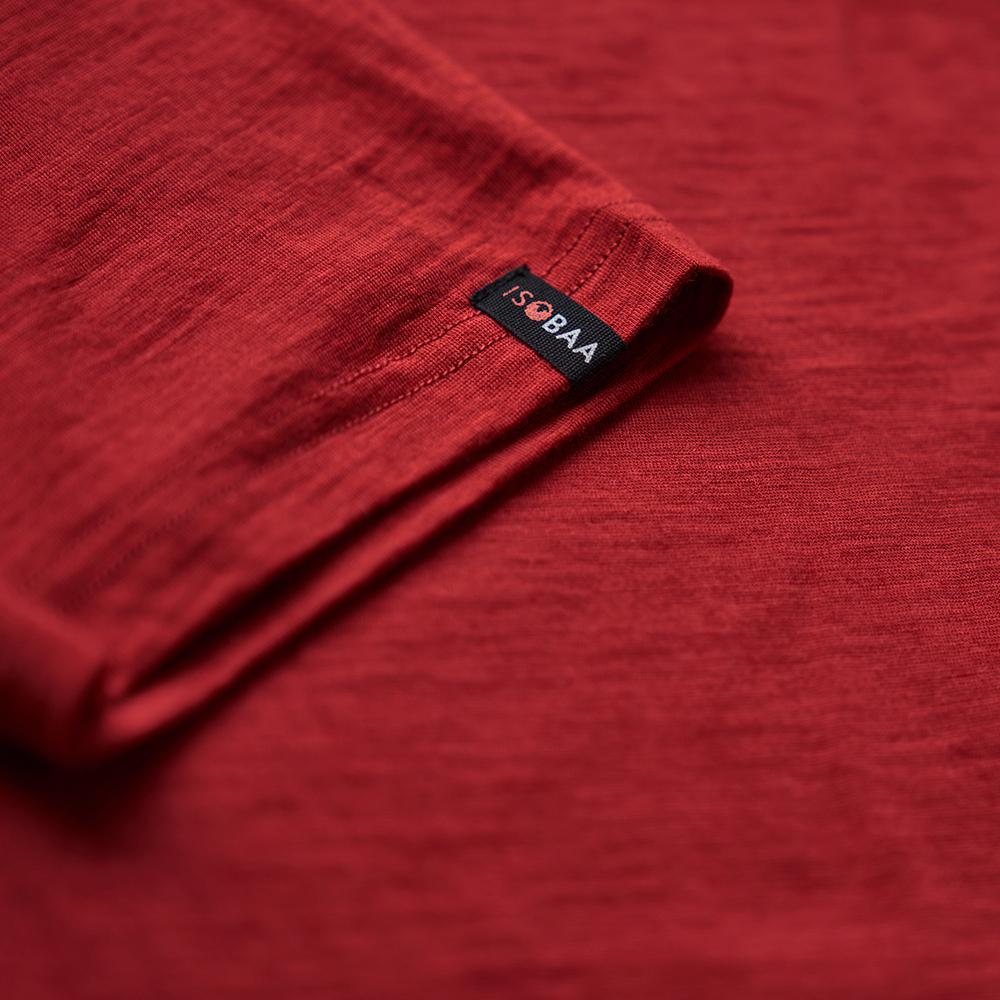 Isobaa | Mens Merino 150 Emblem Tee (Red) | Conquer trails and city streets in comfort with Isobaa's superfine Merino T-Shirt.