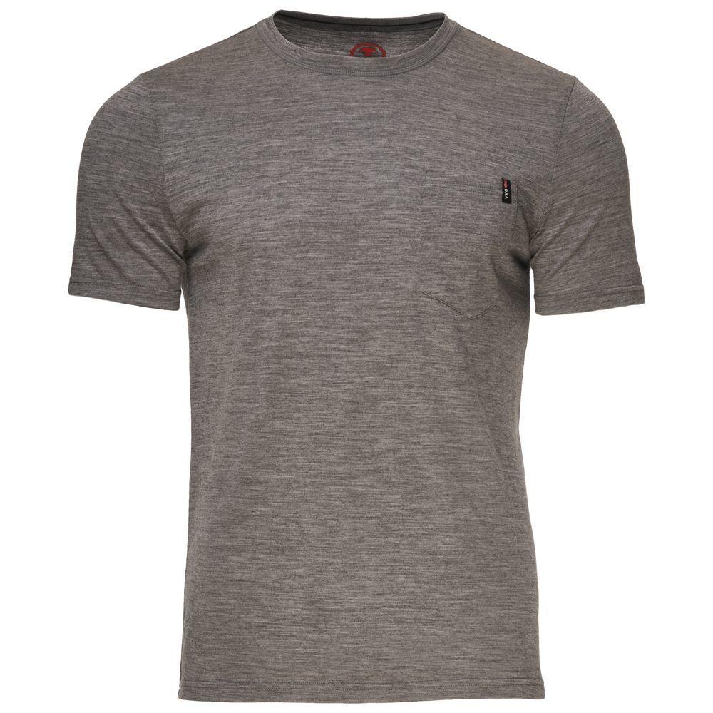 Isobaa | Mens Merino 150 Pocket Tee (Charcoal) | Gear up for outdoor adventure with Isobaa's superfine Merino Tee – a perfect blend of comfort, practicality, and sustainable design.