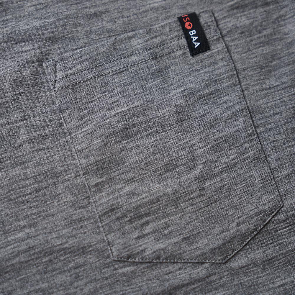 Isobaa | Mens Merino 150 Pocket Tee (Charcoal) | Gear up for outdoor adventure with Isobaa's superfine Merino Tee – a perfect blend of comfort, practicality, and sustainable design.