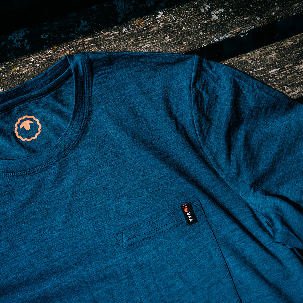 Isobaa | Mens Merino 150 Pocket Tee (Petrol) | Gear up for outdoor adventure with Isobaa's superfine Merino Tee – a perfect blend of comfort, practicality, and sustainable design.