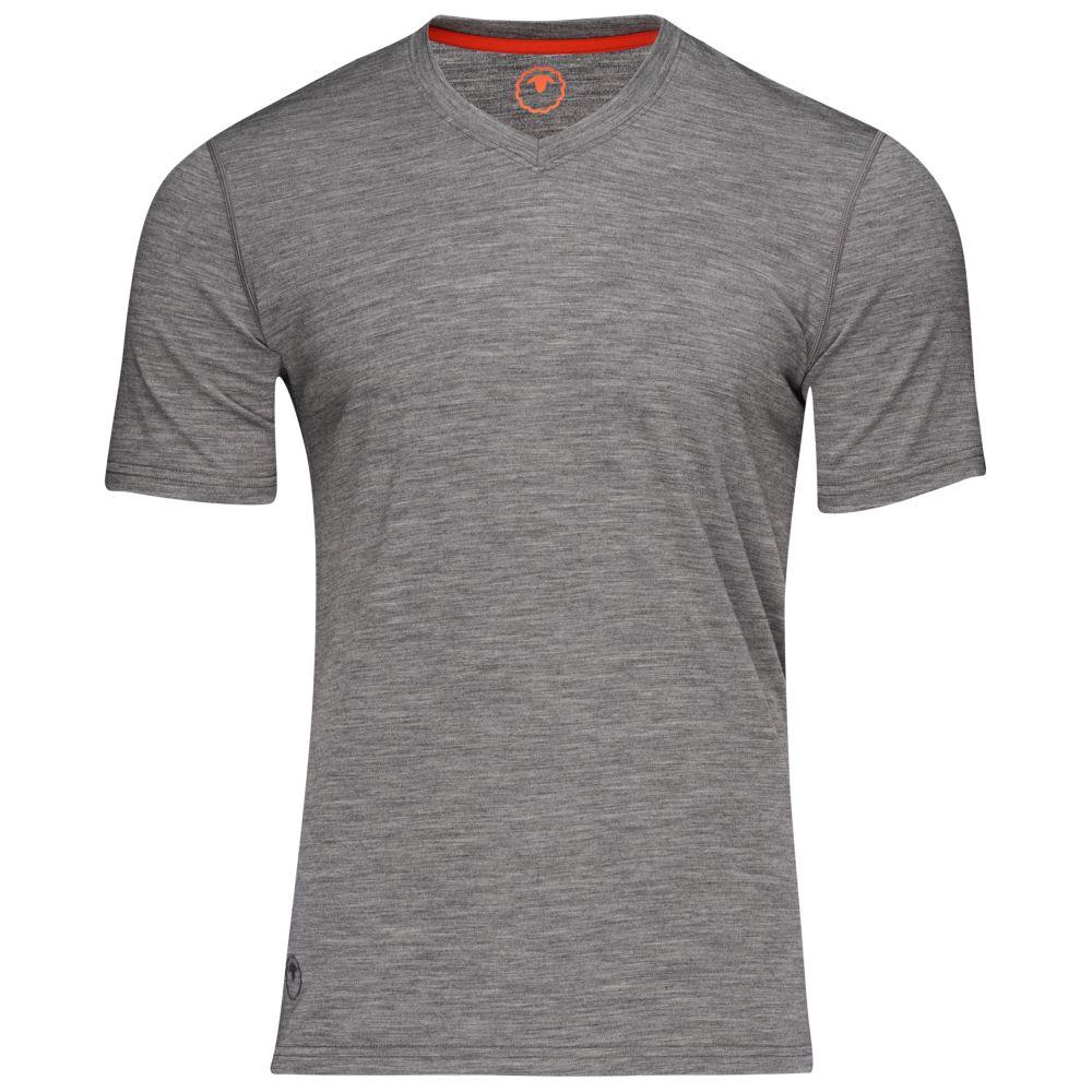 Isobaa | Mens Merino 150 V-Neck Tee (Charcoal) | Embark on new adventures with Isobaa's superfine Merino V-neck Tee.