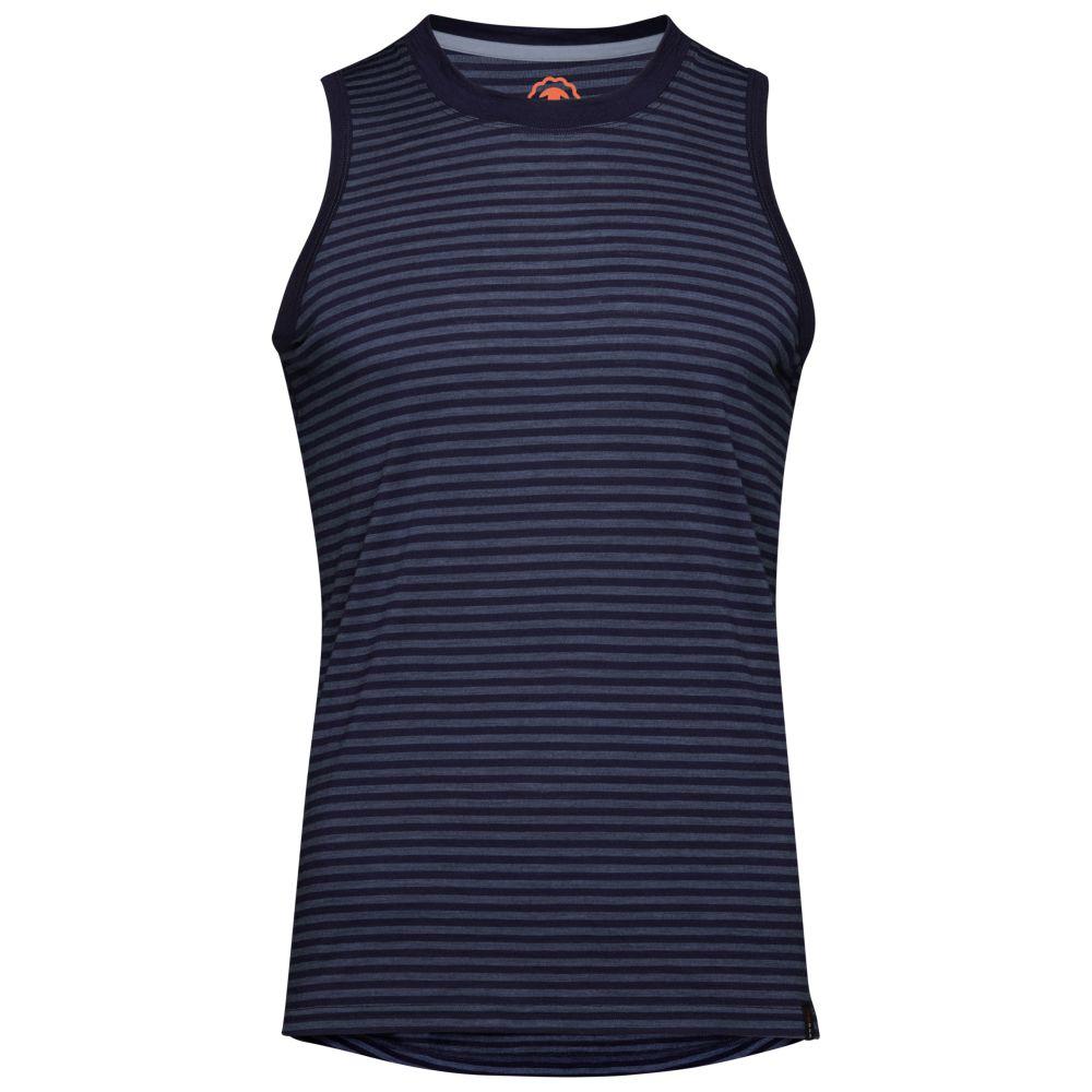 Isobaa | Mens Merino 150 Vest (Mini Stripe Navy/Denim) | Be ready for any adventure with Isobaa's superfine Merino sleeveless Vest.