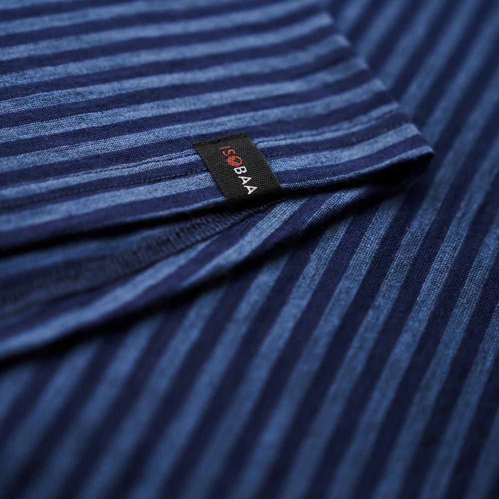 Isobaa | Mens Merino 150 Vest (Mini Stripe Navy/Denim) | Be ready for any adventure with Isobaa's superfine Merino sleeveless Vest.