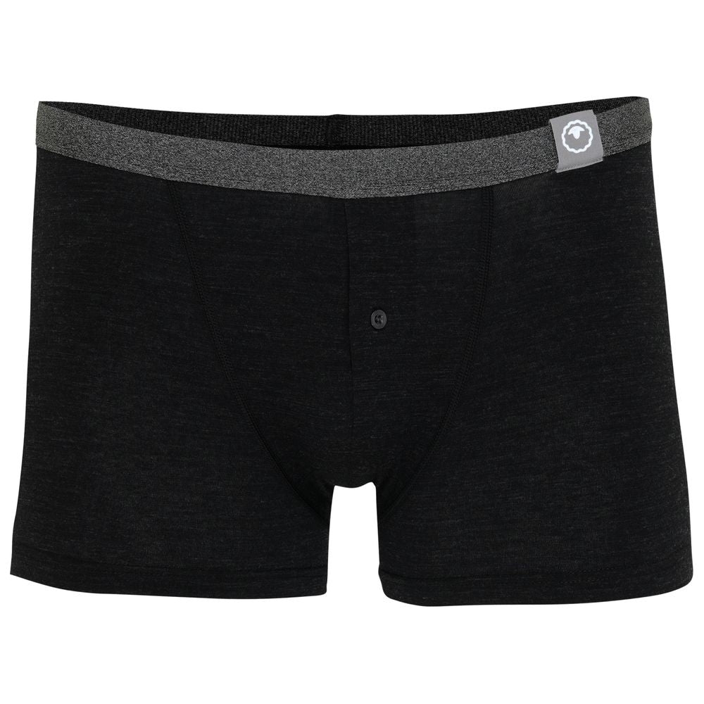 Isobaa | Mens Merino Blend 160 Fly Trunks (Black Melange) | Ultimate everyday comfort with our Fly Trunks crafted from a superfine Merino blend.