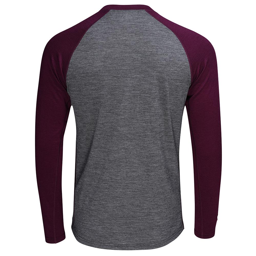 Isobaa | Mens Merino 180 Baseball Crew (Smoke/Wine) | Experience the power of Merino wool with this ultimate outdoor base layer.