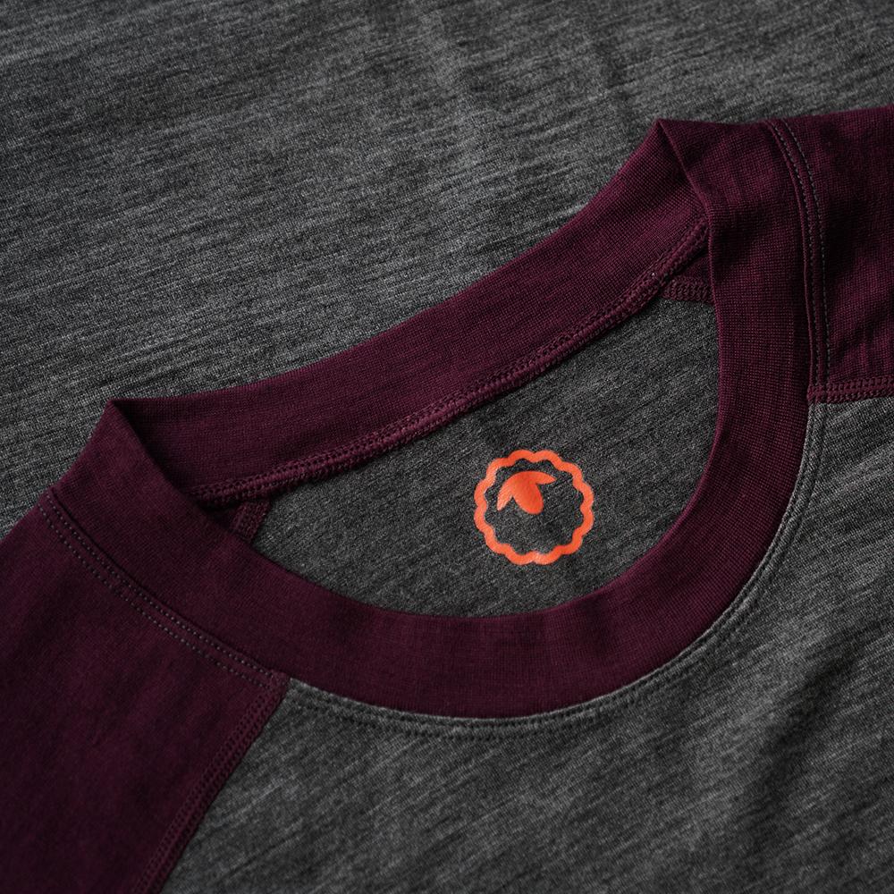 Isobaa | Mens Merino 180 Baseball Crew (Smoke/Wine) | Experience the power of Merino wool with this ultimate outdoor base layer.