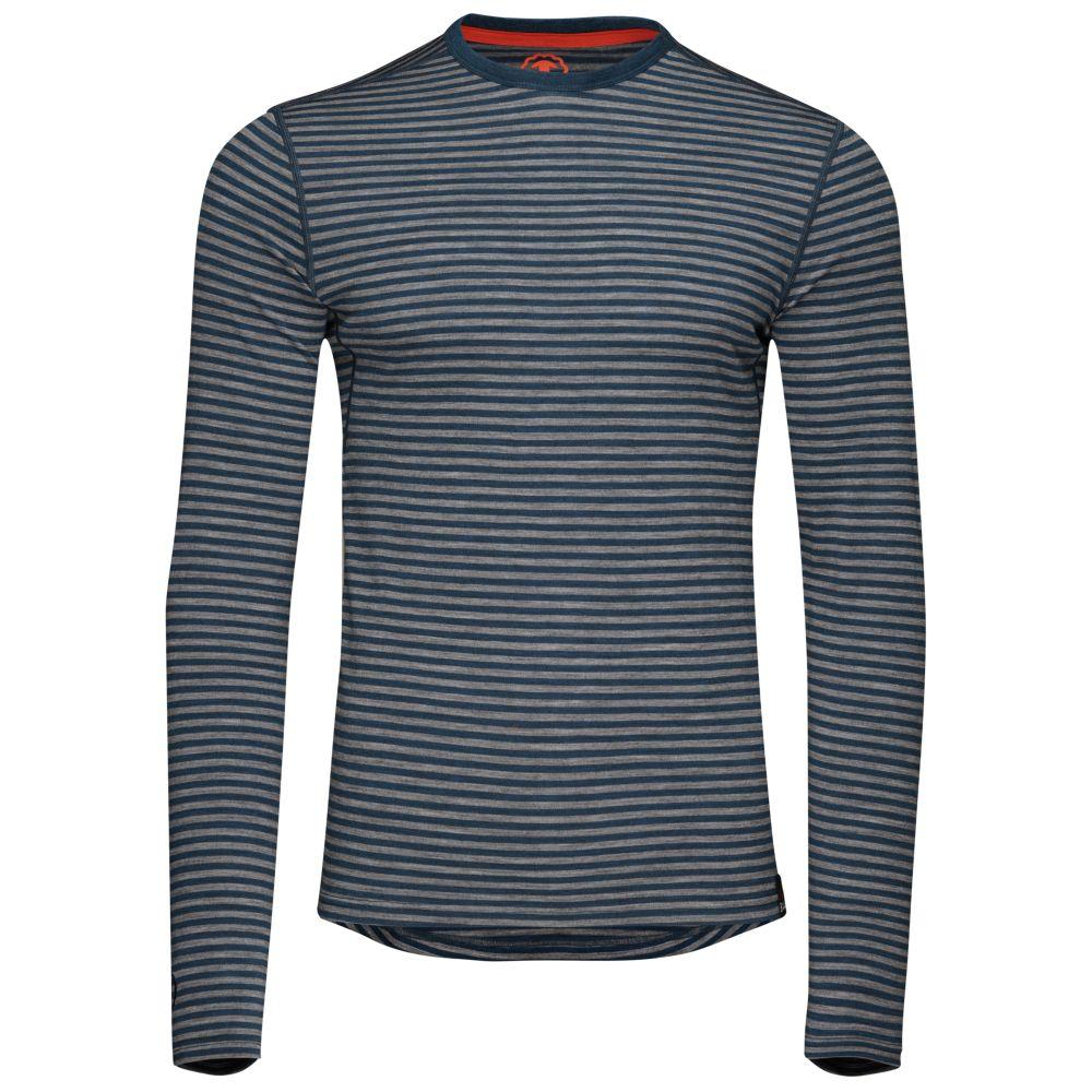 Isobaa | Mens Merino 180 Long Sleeve Crew (Mini Stripe Petrol/Charcoal) | Get outdoors with the ultimate Merino wool long-sleeve top.