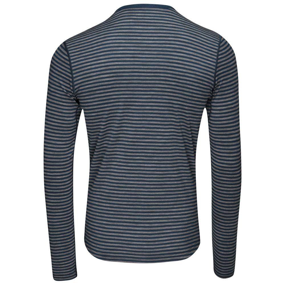 Isobaa | Mens Merino 180 Long Sleeve Crew (Mini Stripe Petrol/Charcoal) | Get outdoors with the ultimate Merino wool long-sleeve top.