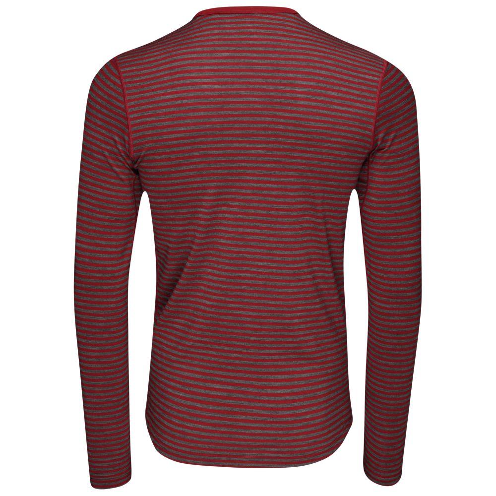 Isobaa | Mens Merino 180 Long Sleeve Crew (Mini Stripe Red/Smoke) | Get outdoors with the ultimate Merino wool long-sleeve top.