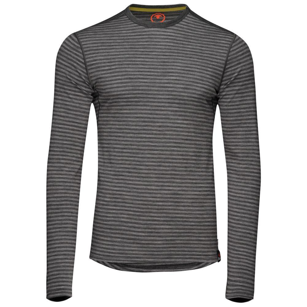 Isobaa | Mens Merino 180 Long Sleeve Crew (Mini Stripe Smoke/Charcoal) | Get outdoors with the ultimate Merino wool long-sleeve top.