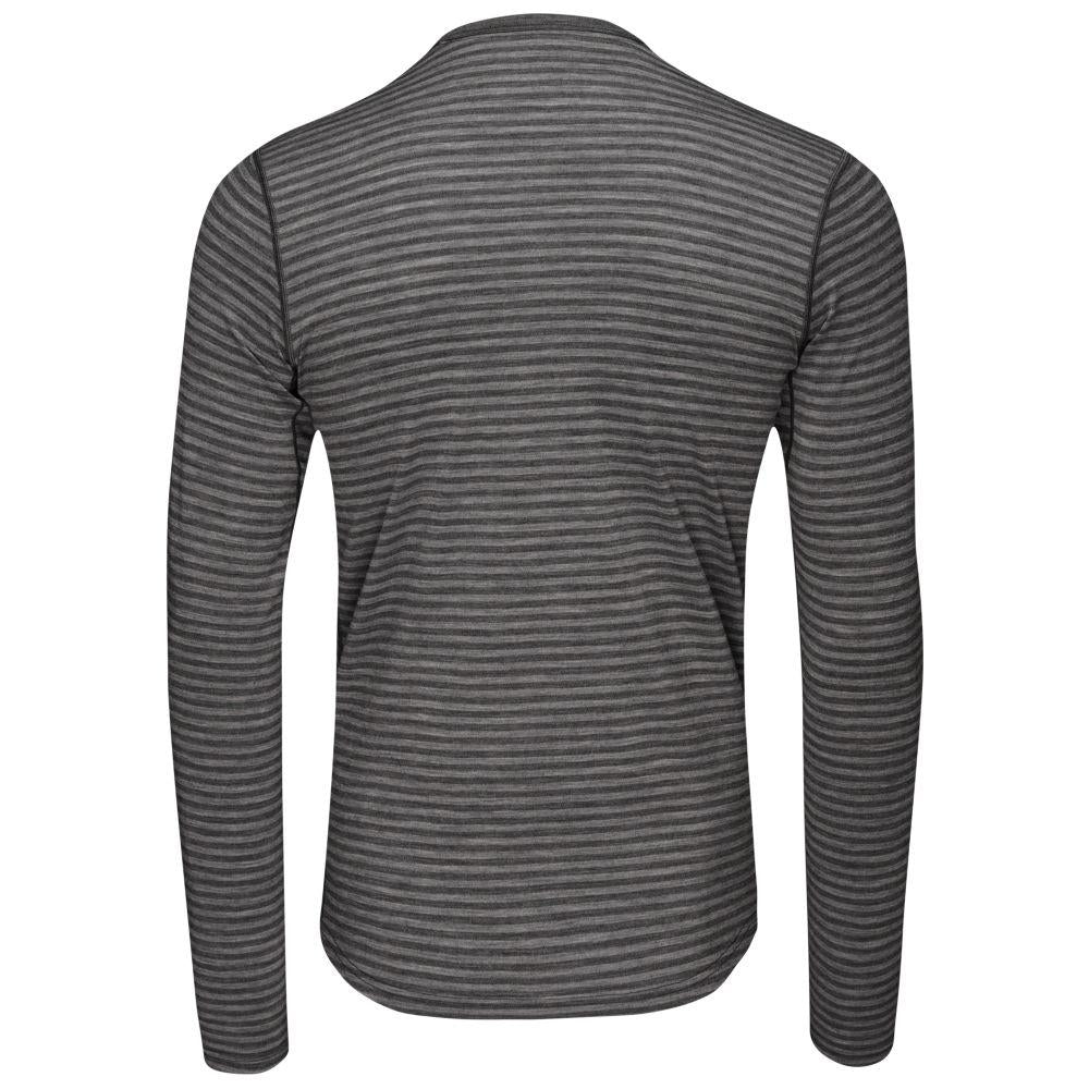 Isobaa | Mens Merino 180 Long Sleeve Crew (Mini Stripe Smoke/Charcoal) | Get outdoors with the ultimate Merino wool long-sleeve top.