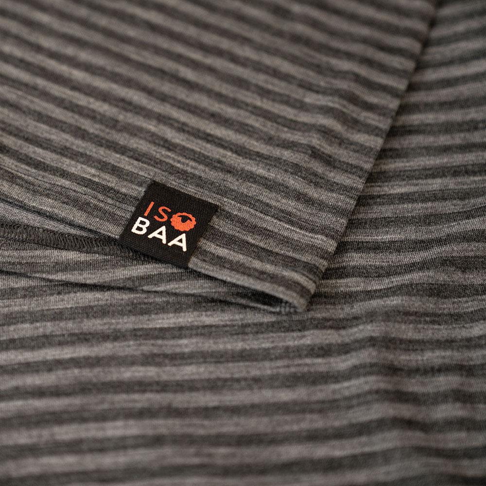 Isobaa | Mens Merino 180 Long Sleeve Crew (Mini Stripe Smoke/Charcoal) | Get outdoors with the ultimate Merino wool long-sleeve top.