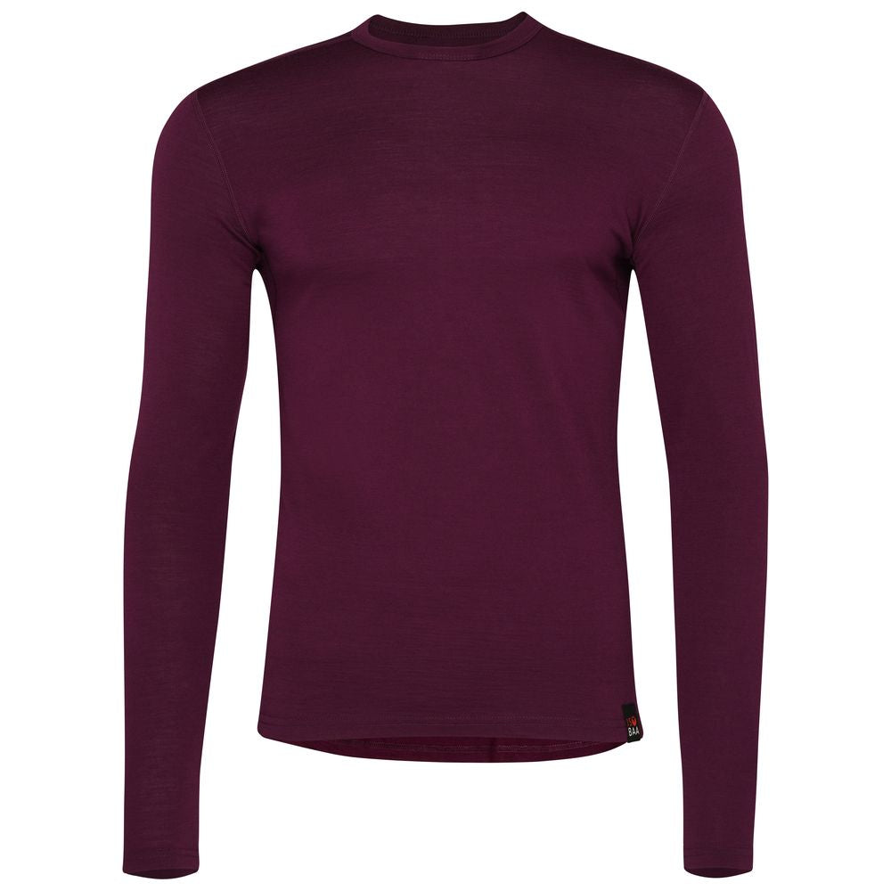 Isobaa | Mens Merino 180 Long Sleeve Crew (Wine) | Get outdoors with the ultimate Merino wool long-sleeve top.