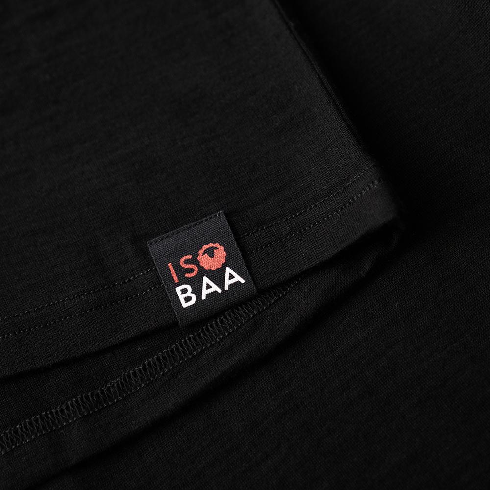 Isobaa | Mens Merino 200 Long Sleeve Polo Shirt (Black/Blue) | Discover unmatched comfort with our 200gm Merino wool polo.