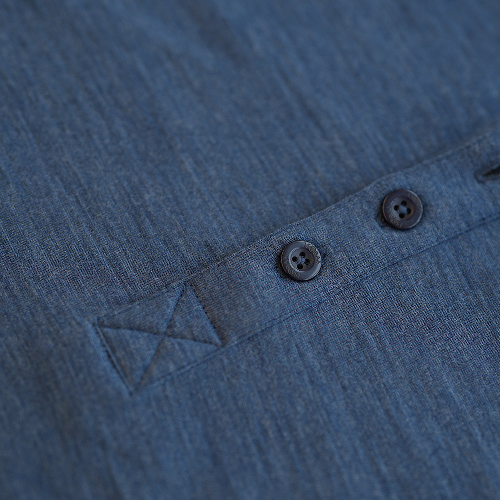 Isobaa | Mens Merino 200 Long Sleeve Polo Shirt (Denim/Navy) | Discover unmatched comfort with our 200gm Merino wool polo.