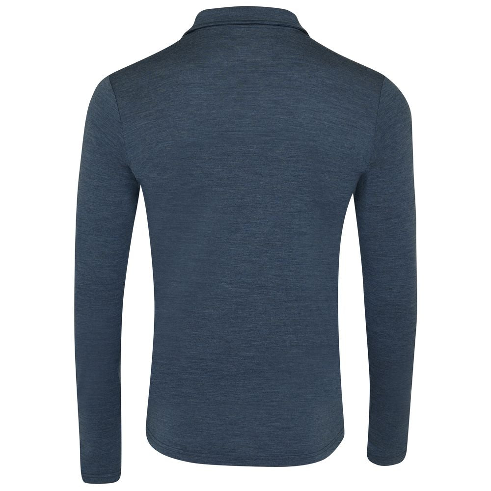 Isobaa | Mens Merino 200 Long Sleeve Polo Shirt (Denim/Navy) | Discover unmatched comfort with our 200gm Merino wool polo.