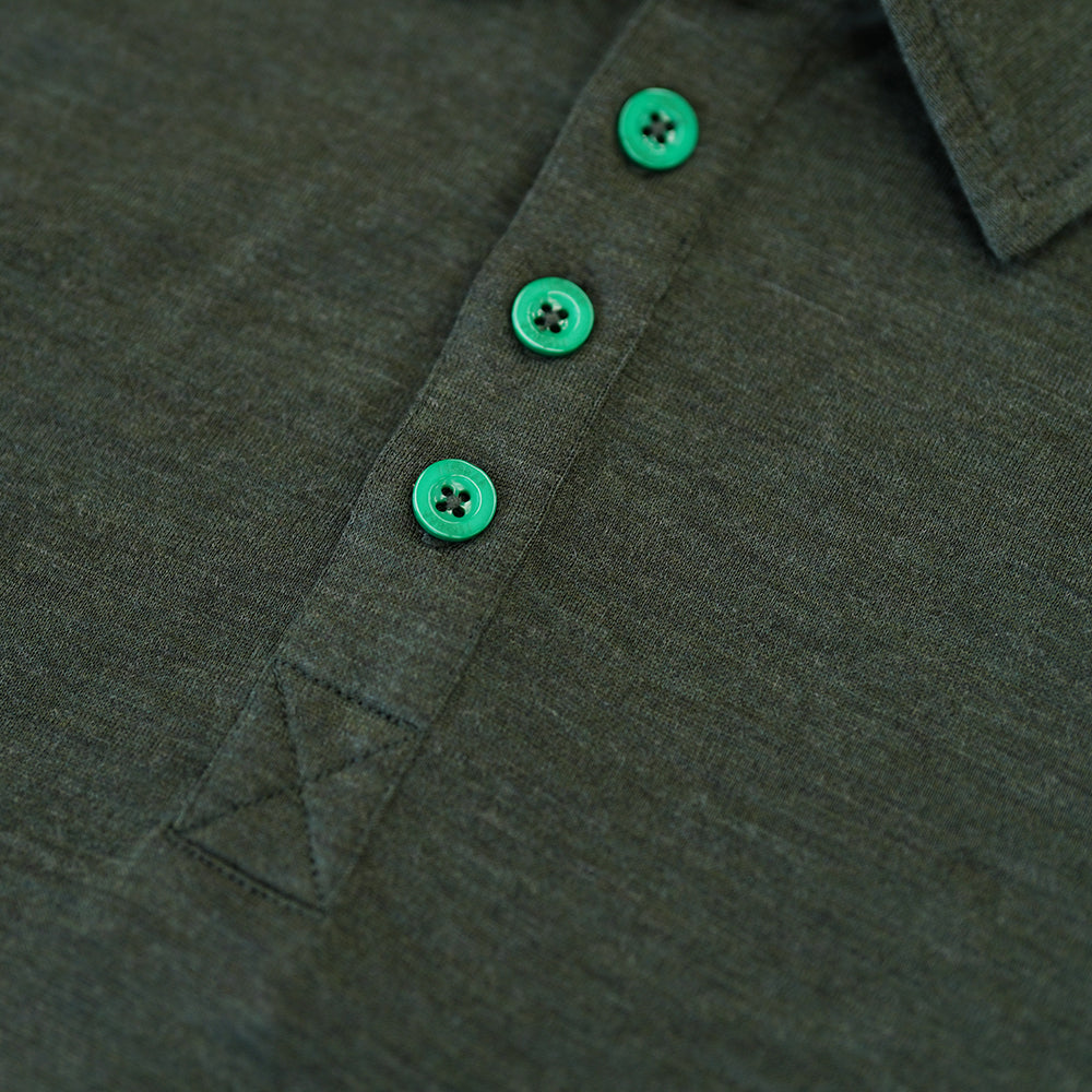 Isobaa | Mens Merino 200 Long Sleeve Polo Shirt (Forest/Green) | Discover unmatched comfort with our 200gm Merino wool polo.
