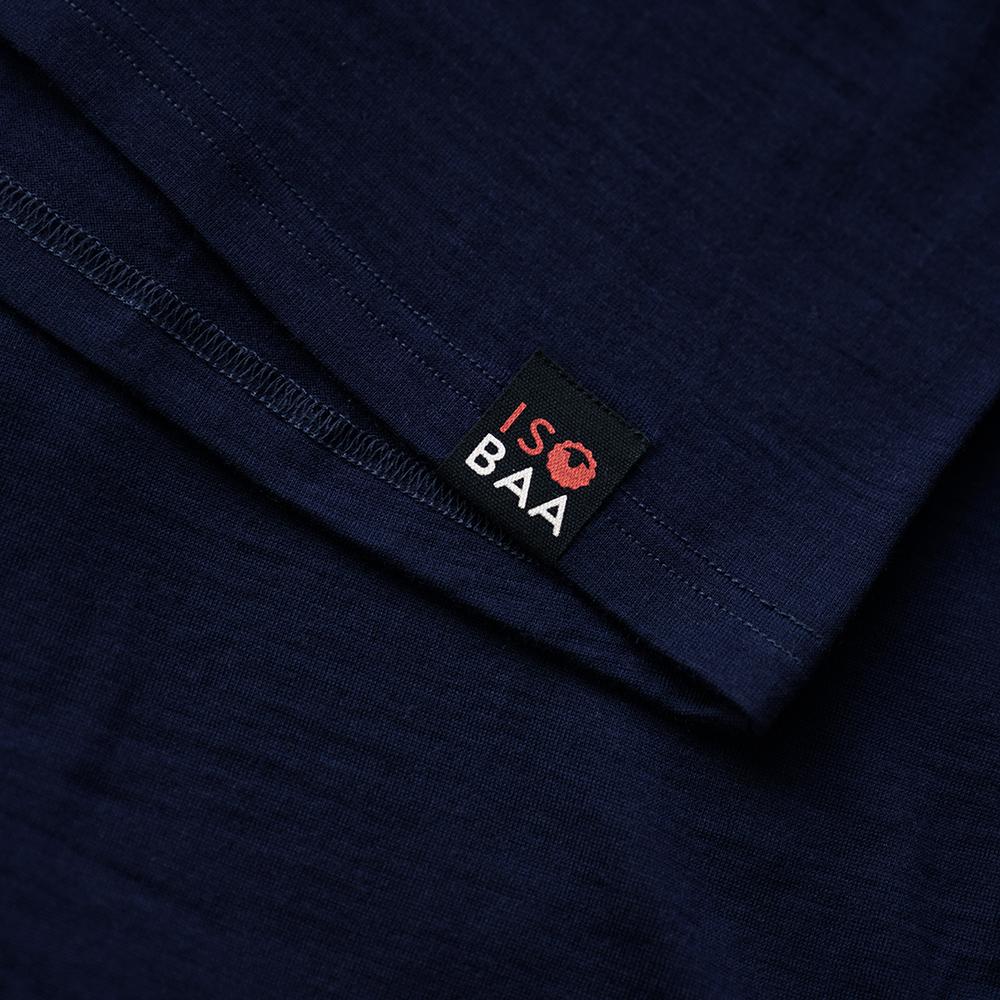 Isobaa | Mens Merino 200 Long Sleeve Polo Shirt (Navy/Denim) | Discover unmatched comfort with our 200gm Merino wool polo.