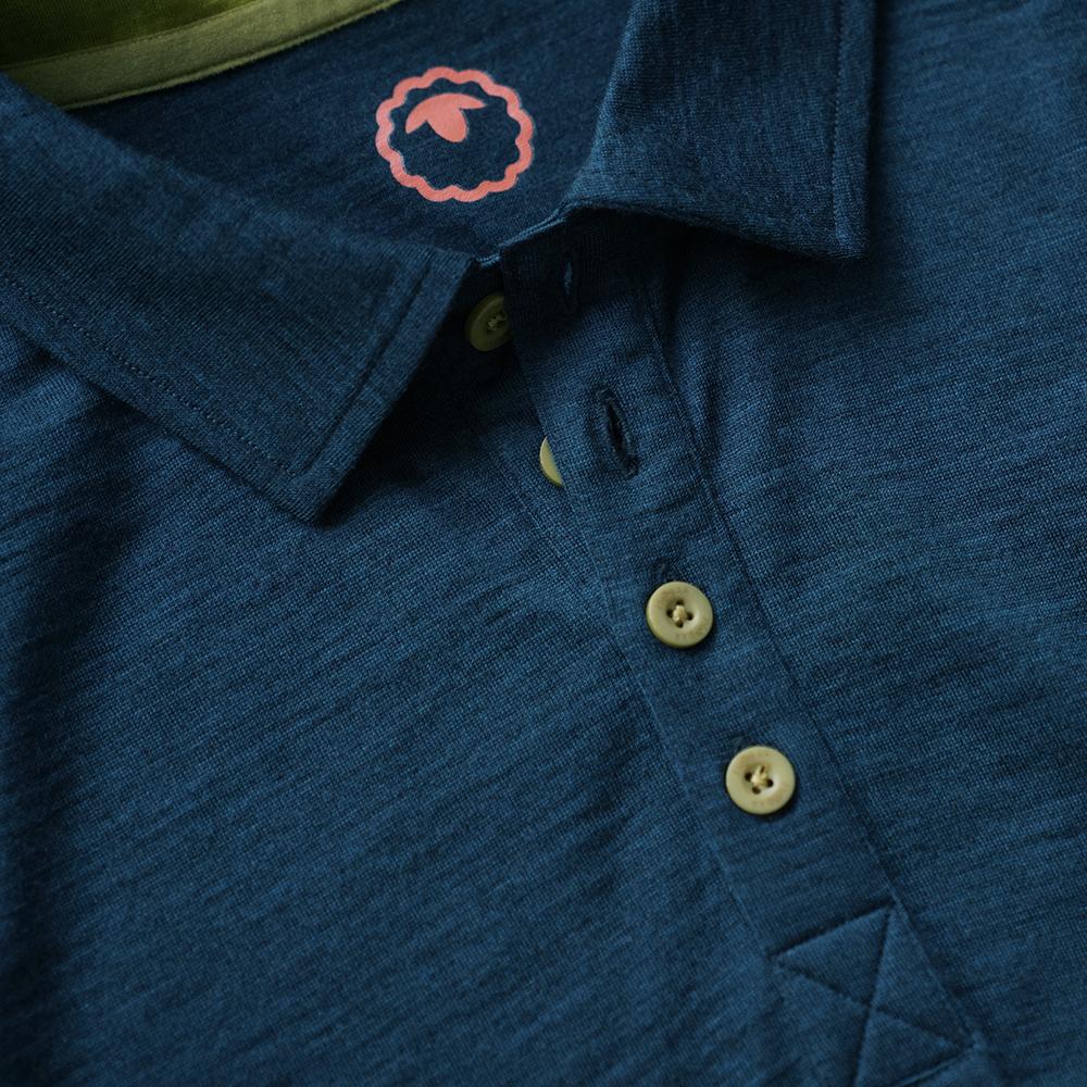 Isobaa | Mens Merino 200 Long Sleeve Polo Shirt (Petrol/Lime) | Discover unmatched comfort with our 200gm Merino wool polo.