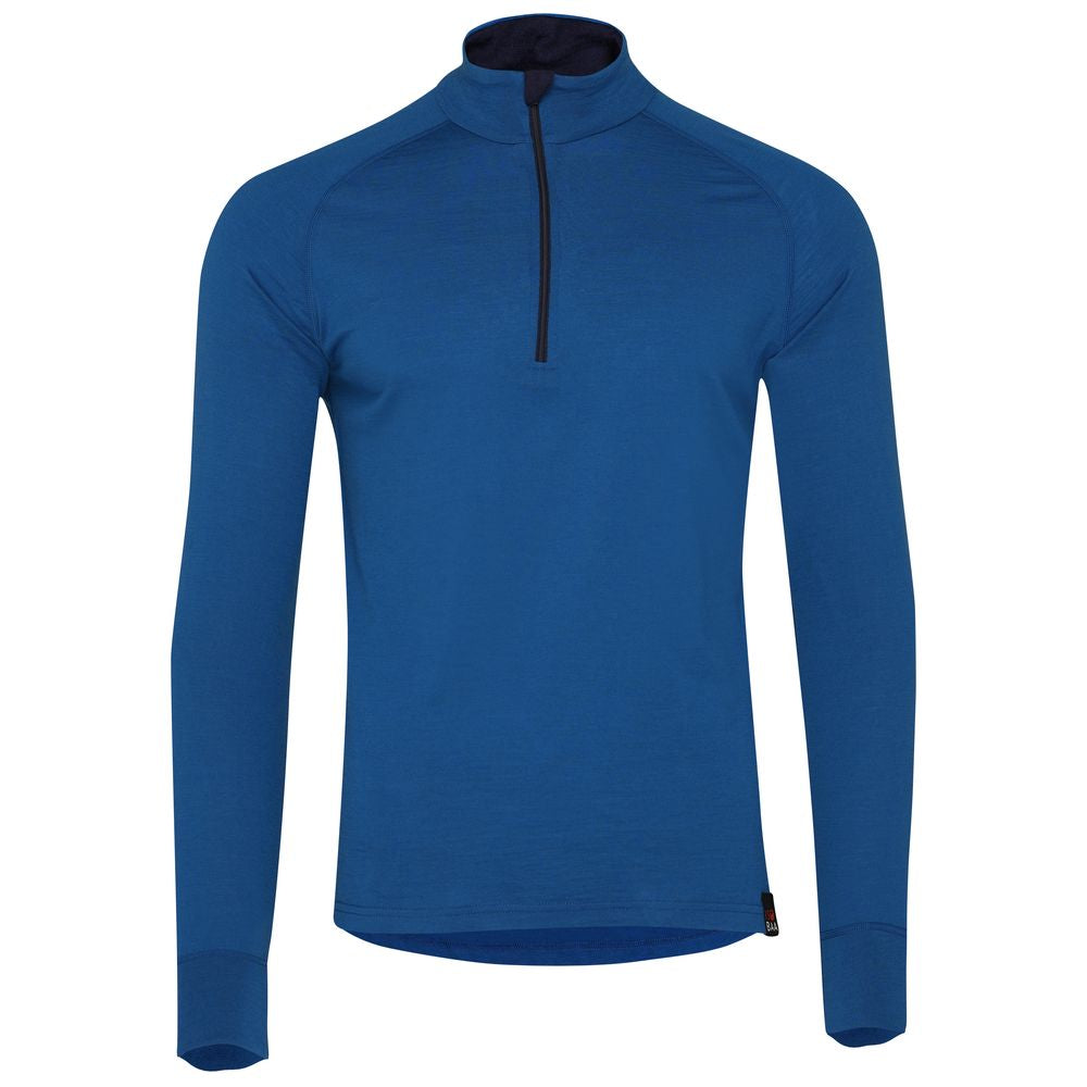 Isobaa | Mens Merino 200 Long Sleeve Zip Neck (Blue) | Experience the best of 200gm Merino wool with this ultimate half-zip top – your go-to for challenging hikes, chilly bike commutes, post-workout layering, and unpredictable weather.
