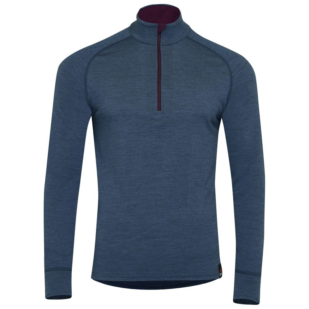 Isobaa | Mens Merino 200 Long Sleeve Zip Neck (Denim) | Experience the best of 200gm Merino wool with this ultimate half-zip top – your go-to for challenging hikes, chilly bike commutes, post-workout layering, and unpredictable weather.