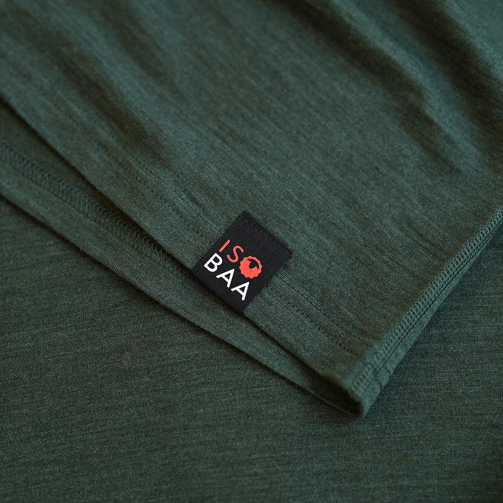 Isobaa | Mens Merino 200 Long Sleeve Zip Neck (Forest) | Experience the best of 200gm Merino wool with this ultimate half-zip top – your go-to for challenging hikes, chilly bike commutes, post-workout layering, and unpredictable weather.