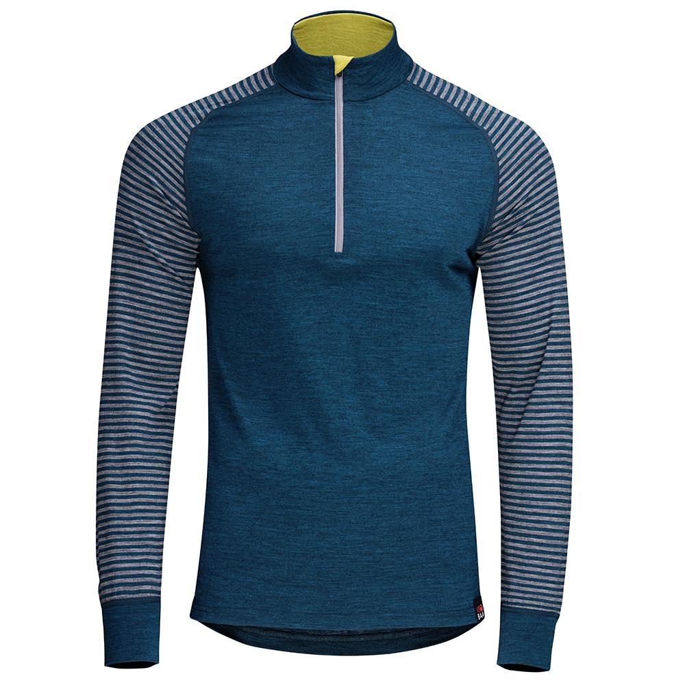Isobaa | Mens Merino 200 Long Sleeve Zip Neck (Petrol/Charcoal) | Experience the best of 200gm Merino wool with this ultimate half-zip top – your go-to for challenging hikes, chilly bike commutes, post-workout layering, and unpredictable weather.