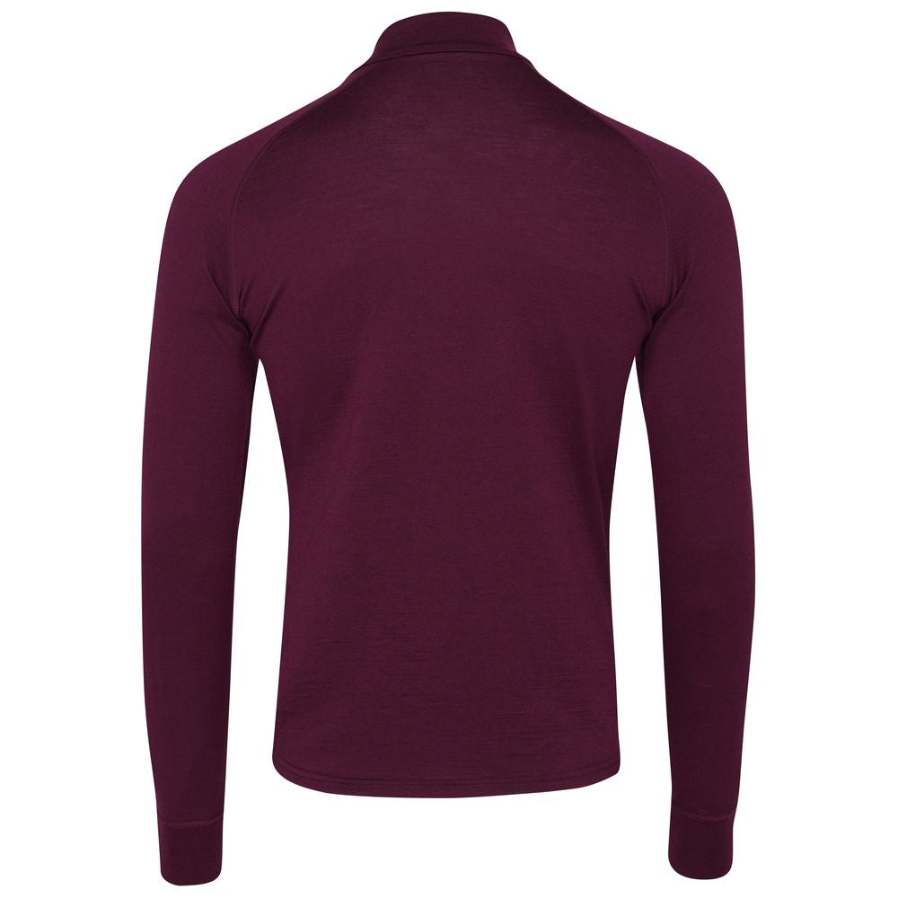 Isobaa | Mens Merino 200 Long Sleeve Zip Neck (Wine) | Experience the best of 200gm Merino wool with this ultimate half-zip top – your go-to for challenging hikes, chilly bike commutes, post-workout layering, and unpredictable weather.
