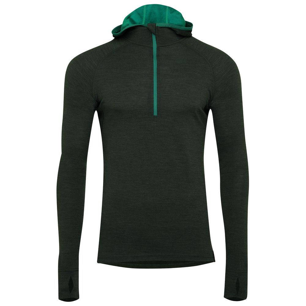 Isobaa | Mens Merino 200 Zip Neck Hoodie (Forest) | The ultimate 200gm Merino wool hoodie.