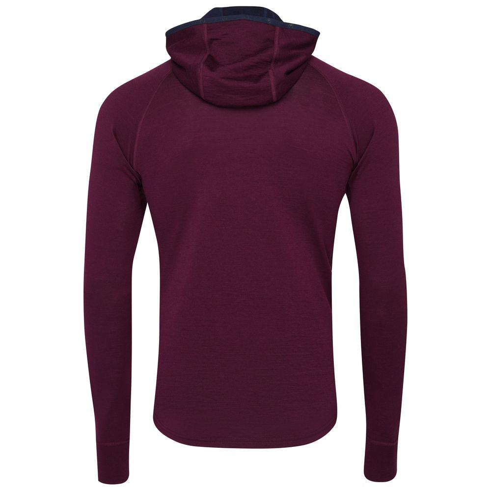 Isobaa | Mens Merino 200 Zip Neck Hoodie (Wine) | The ultimate 200gm Merino wool hoodie.