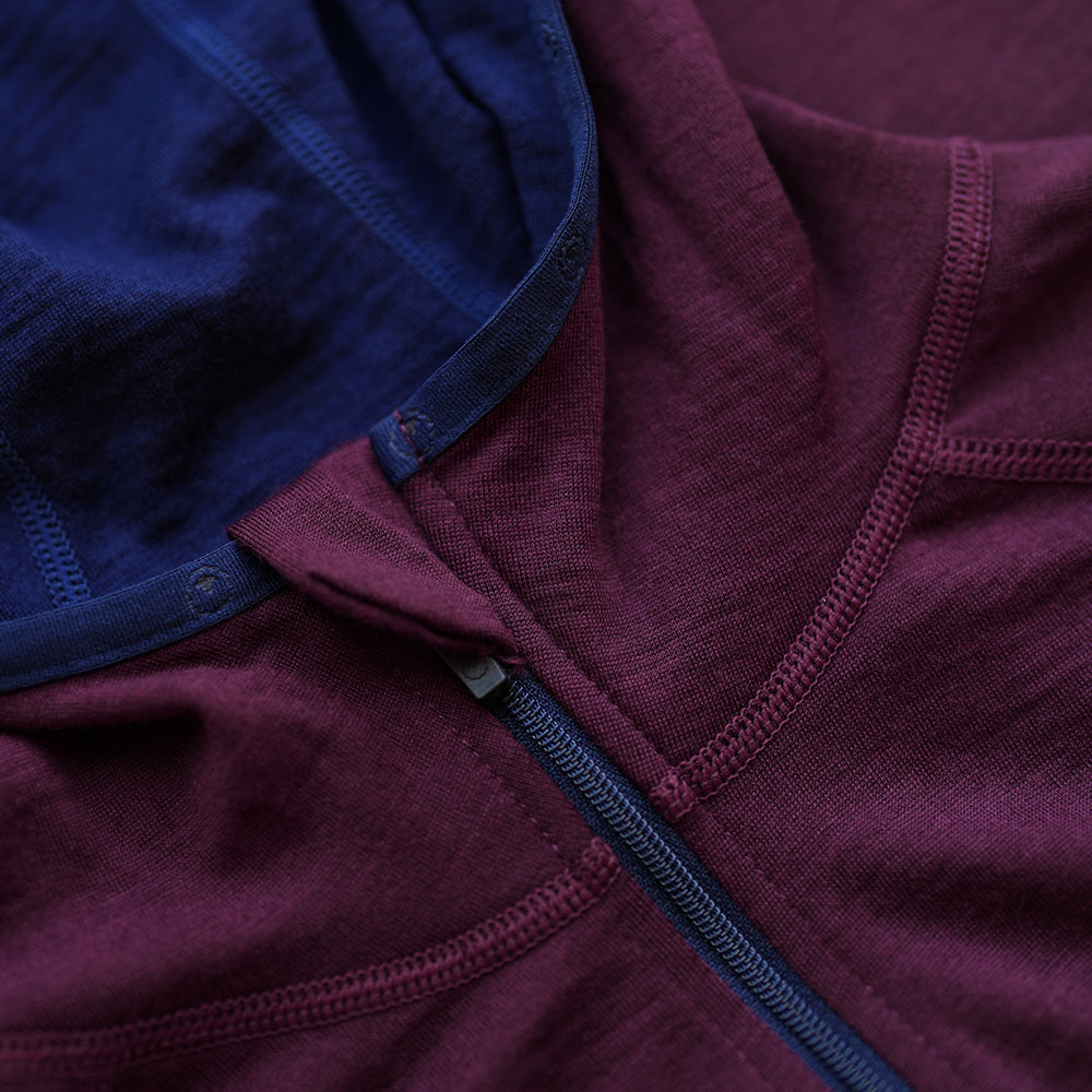 Isobaa | Mens Merino 200 Zip Neck Hoodie (Wine) | The ultimate 200gm Merino wool hoodie.