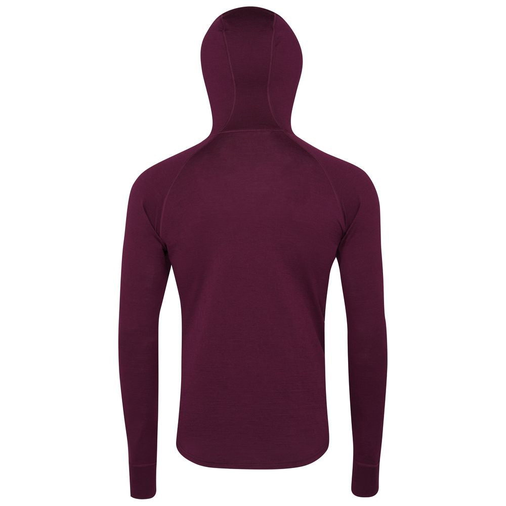 Isobaa | Mens Merino 200 Zip Neck Hoodie (Wine) | The ultimate 200gm Merino wool hoodie.