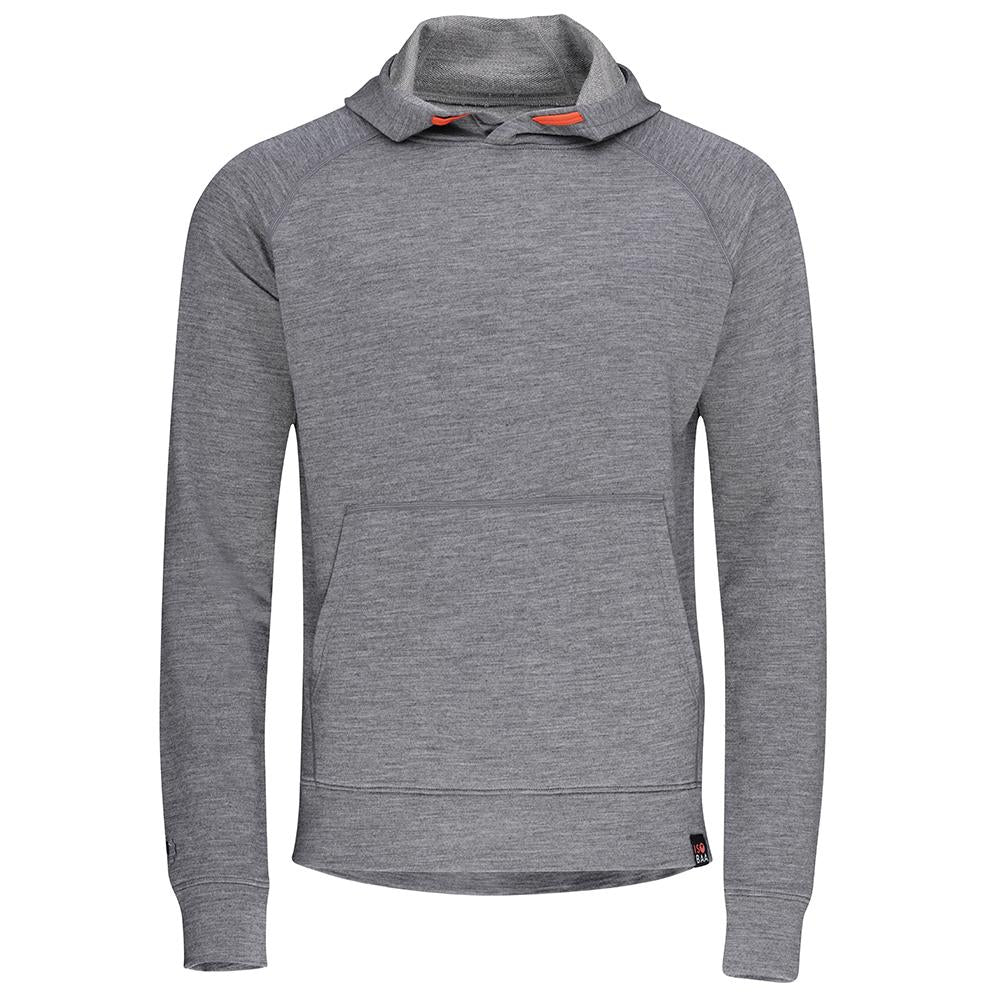 Isobaa | Mens Merino 260 Lounge Hoodie (Charcoal/Orange) | Experience the best in comfort and performance with our midweight 260gm Merino wool pullover hoodie.