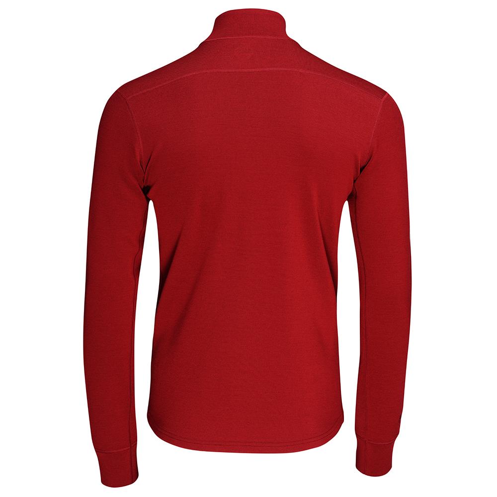 Isobaa | Mens Merino 320 Long Sleeve Half Zip (Red/Orange) | Conquer cold trails, blustery commutes, and unpredictable weather with the ultimate Merino wool half-zip top.