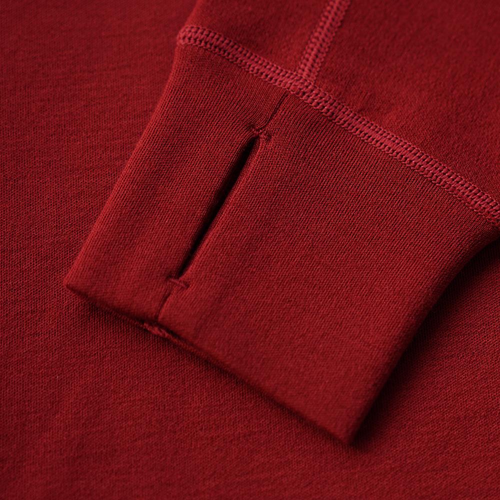 Isobaa | Mens Merino 320 Long Sleeve Half Zip (Red/Orange) | Conquer cold trails, blustery commutes, and unpredictable weather with the ultimate Merino wool half-zip top.