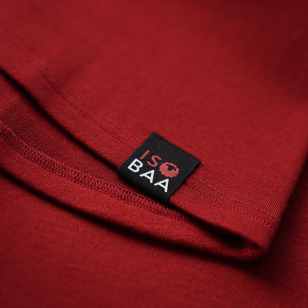 Isobaa | Mens Merino 320 Long Sleeve Half Zip (Red/Orange) | Conquer cold trails, blustery commutes, and unpredictable weather with the ultimate Merino wool half-zip top.