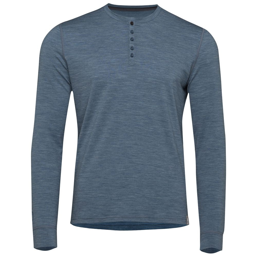 Isobaa | Mens Merino Blend 160 PJ Henley (Ocean Melange) | Relax with our superfine Merino blend Henley.