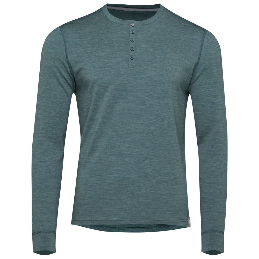 Isobaa | Mens Merino Blend 160 PJ Henley (Sage Melange) | Relax with our superfine Merino blend Henley.