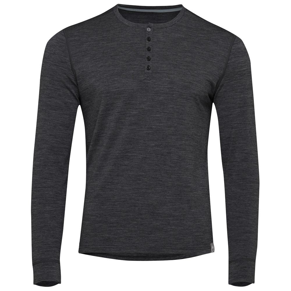 Isobaa | Mens Merino Blend 160 PJ Henley (Smoke Melange) | Relax with our superfine Merino blend Henley.