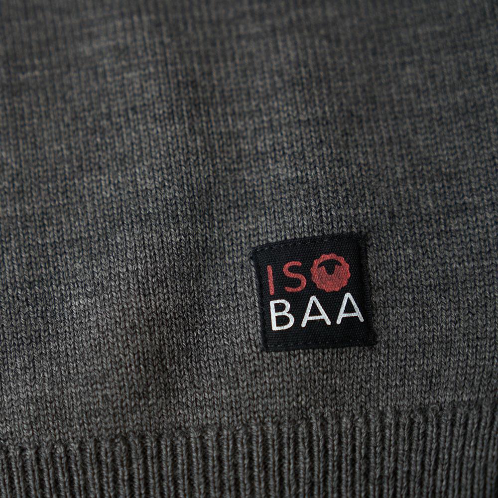 Isobaa | Mens Merino Block Stripe Sweater (Smoke/Grey/Charcoal) | Discover effortless style and exceptional comfort with our  extrafine 9-gauge Merino wool crew neck sweater.
